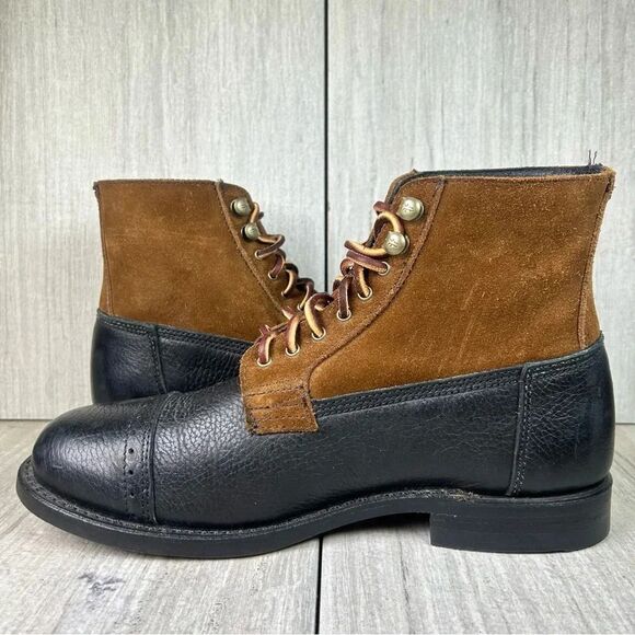 Frye Garrison Boots Lace Up Cap Toe Lace Up Leather Combat Boot Mens Size 8 D - Picture 2 of 10